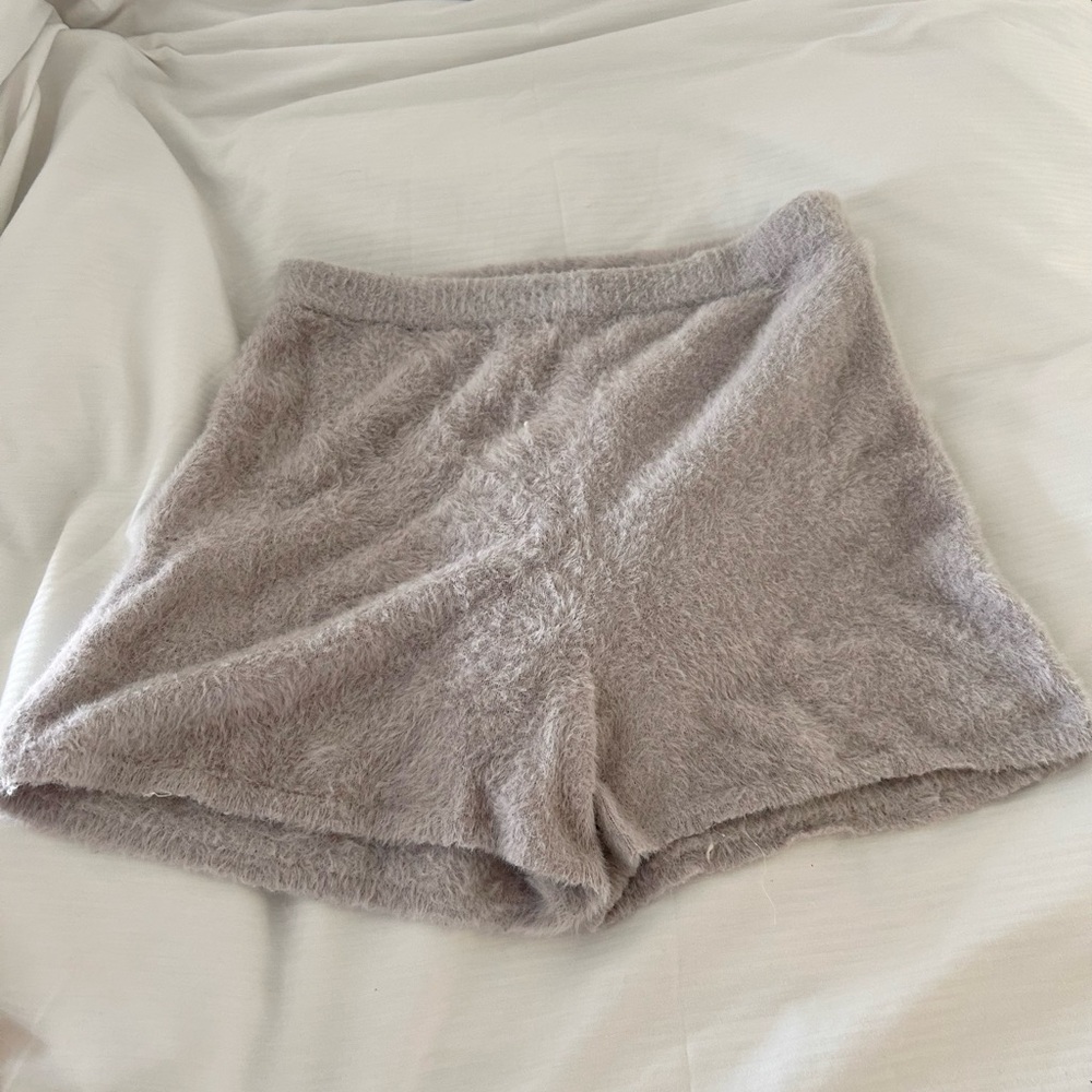 Fuzzy soft purple casual shorts